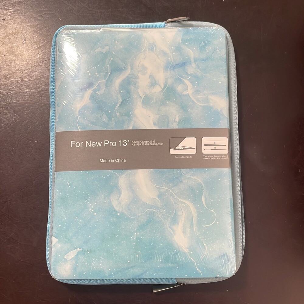 MacBook New Pro 13” shell and light blue soft case